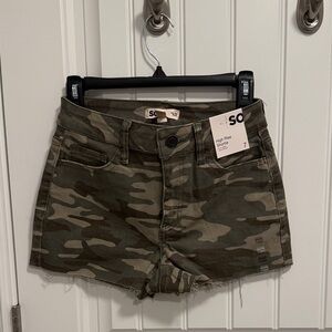SO Green Camo High Rise Shorts